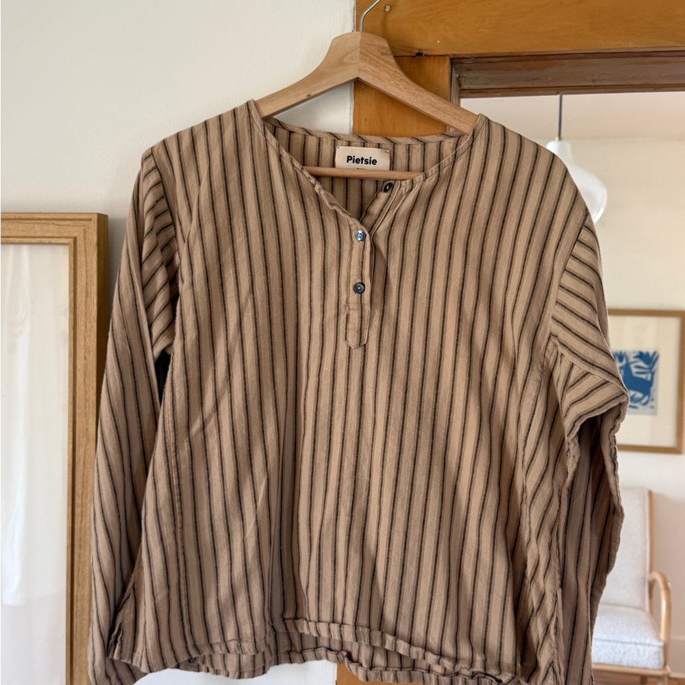 Pietsie Striped Tan Long Sleeve Top